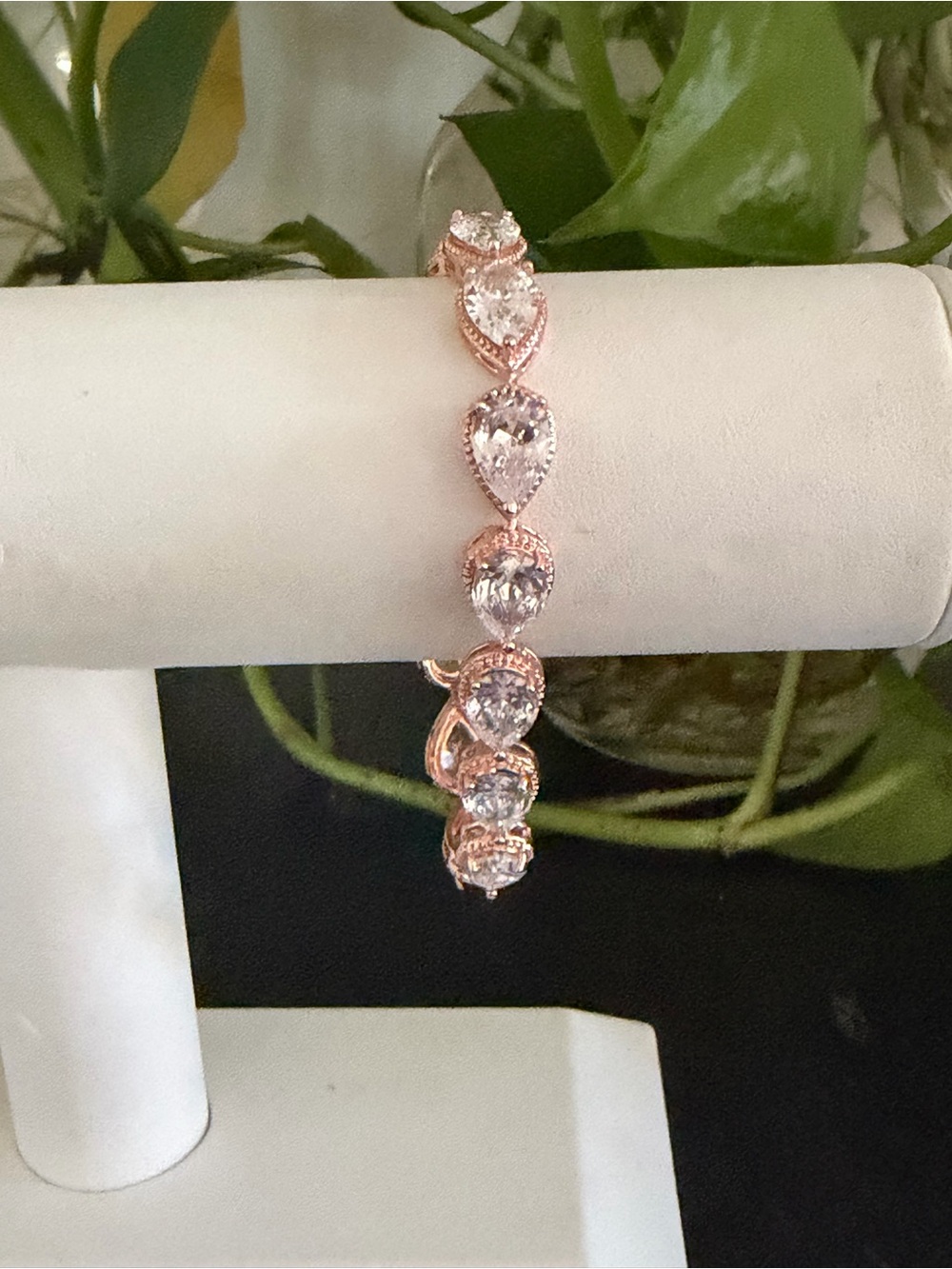 Vintage Rose Gold & Cubic Zirconia Teardrop Tennis Bracelet